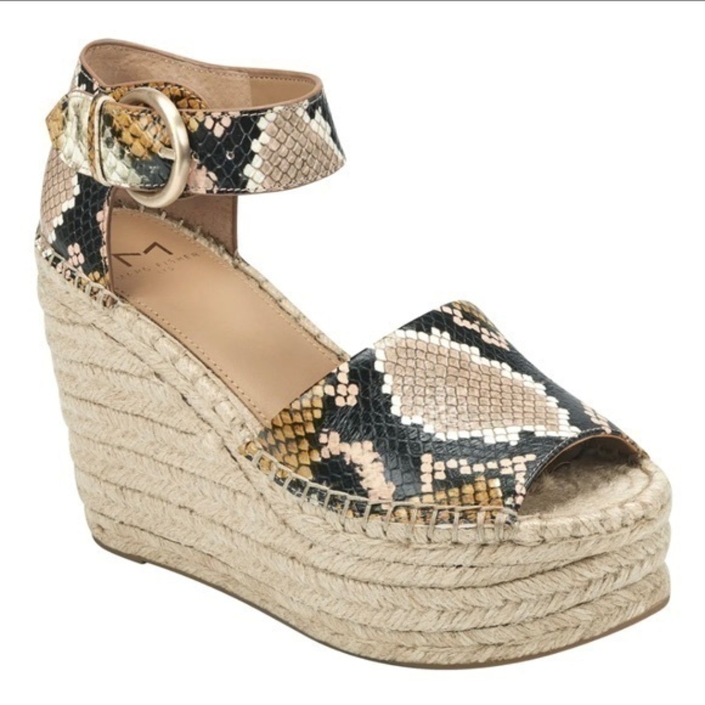 MARC FISHER Snake Wedge "ADALYN" Espadrille Sandal Size 9